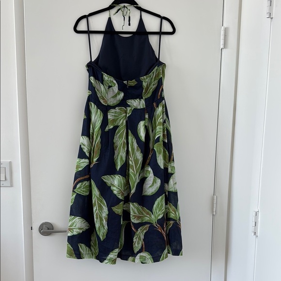 Ann Taylor Factory Navy and Green Leaf Midi Dress - Picture 3 of 5